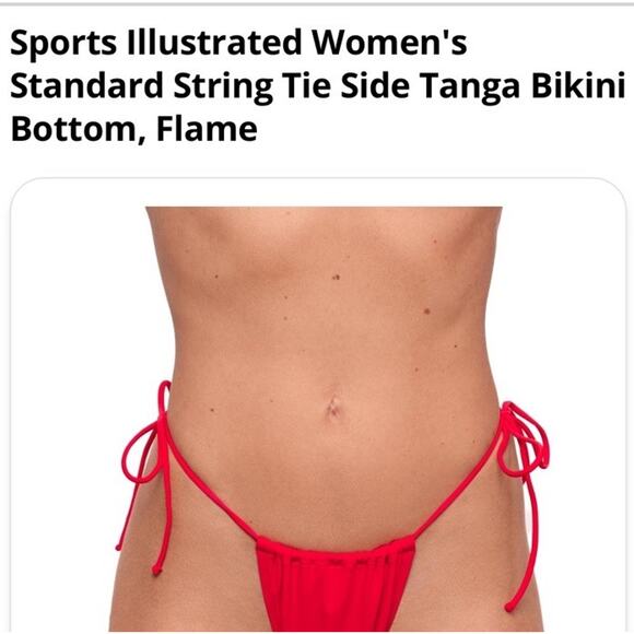 Sports Illustrated Swimsuit String Tie Side Bikini Bottom Flame Red Size L - Picture 5 of 15